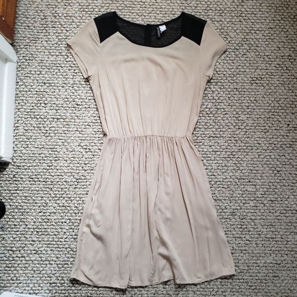H&M Dresses & Skirts - H&M Tan Dress w/ Sheer Shoulders NWOT